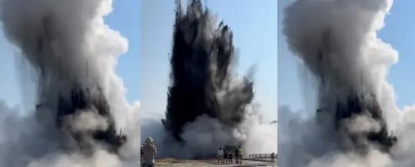 Під ногами туристів у Єллоустоні вибухнула земля: що сталося Під ногами туристів у Єллоустоні вибухнула земля: що сталося